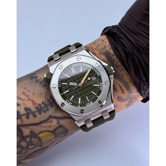 Custom Seiko Mod • No Logo Olive Green AP • 46mm